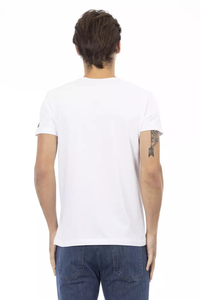 Trussardi Action White Cotton Men's V-Neck T-Shirt