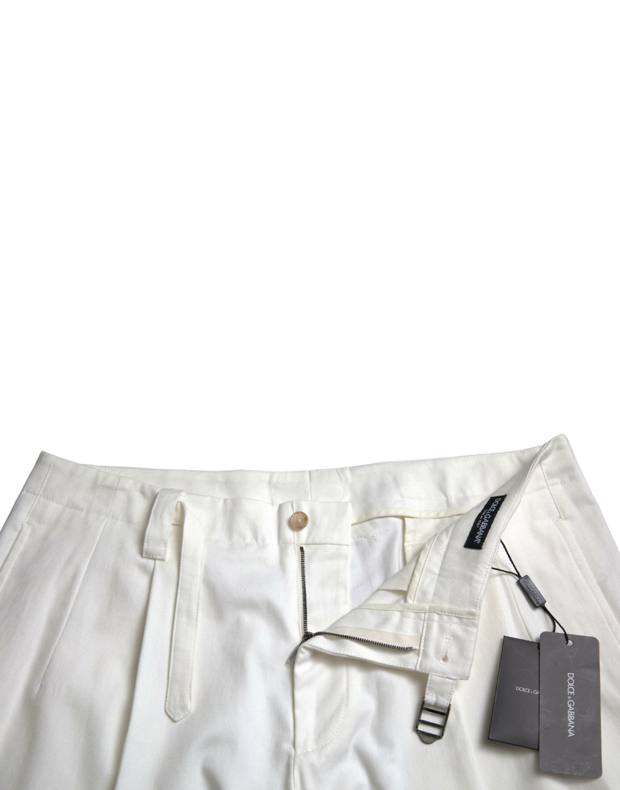 Dolce & Gabbana White Cotton Stretch Men Bermuda Denim Shorts