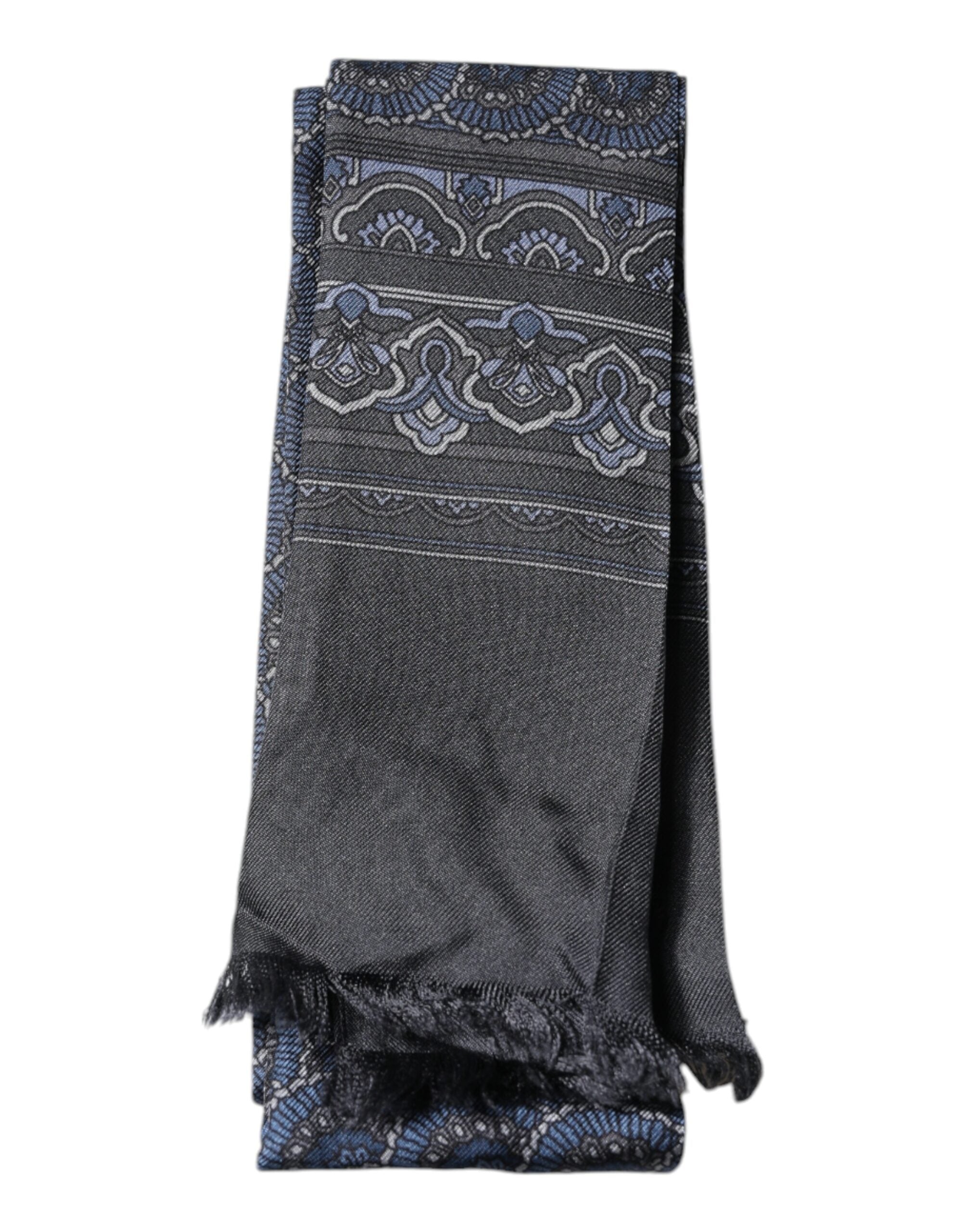 Dolce & Gabbana Dark Blue Fantasy Silk Neck Wrap Shawl Scarf