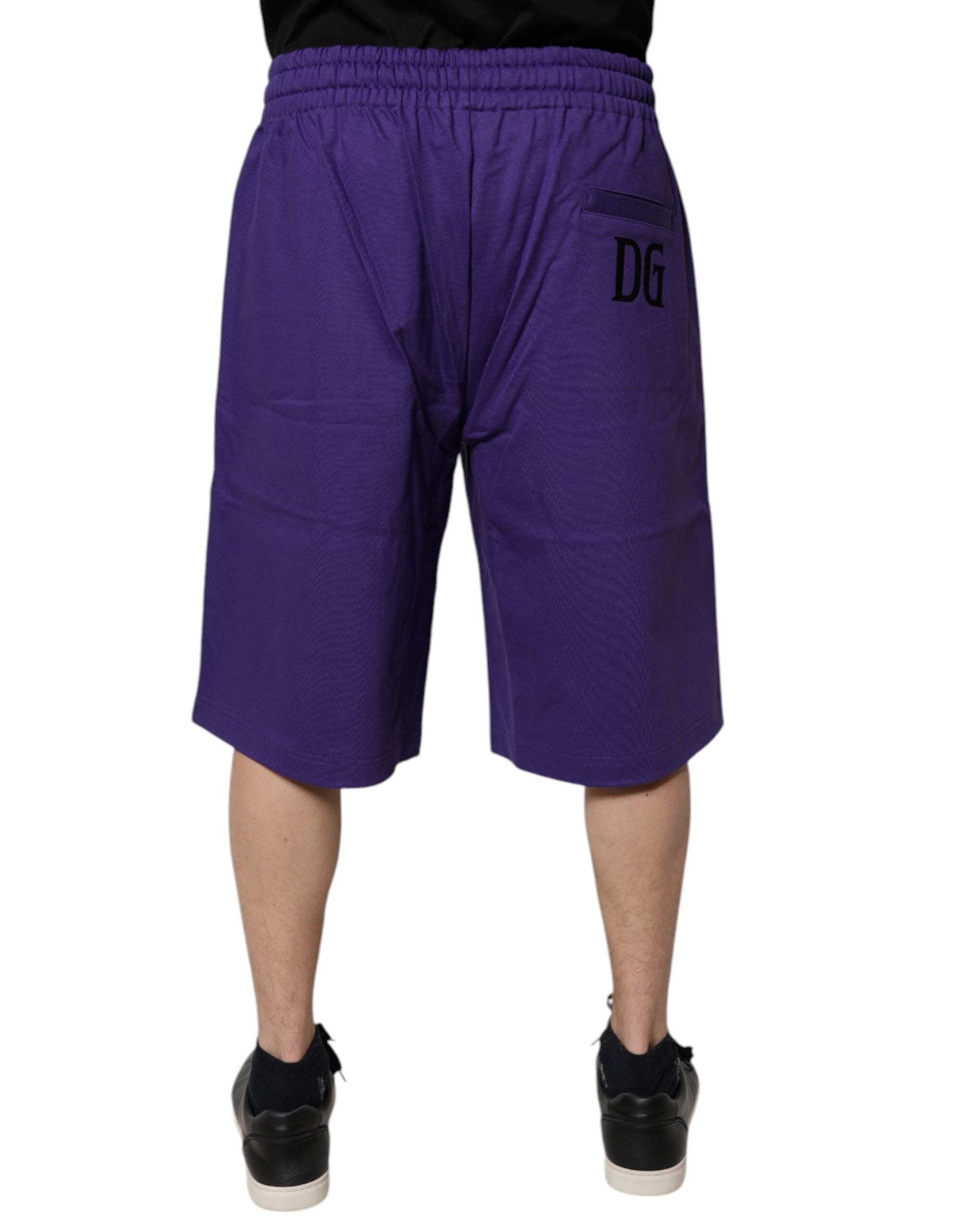 Dolce & Gabbana Purple Cotton Men Bermuda Sweatshorts Shorts