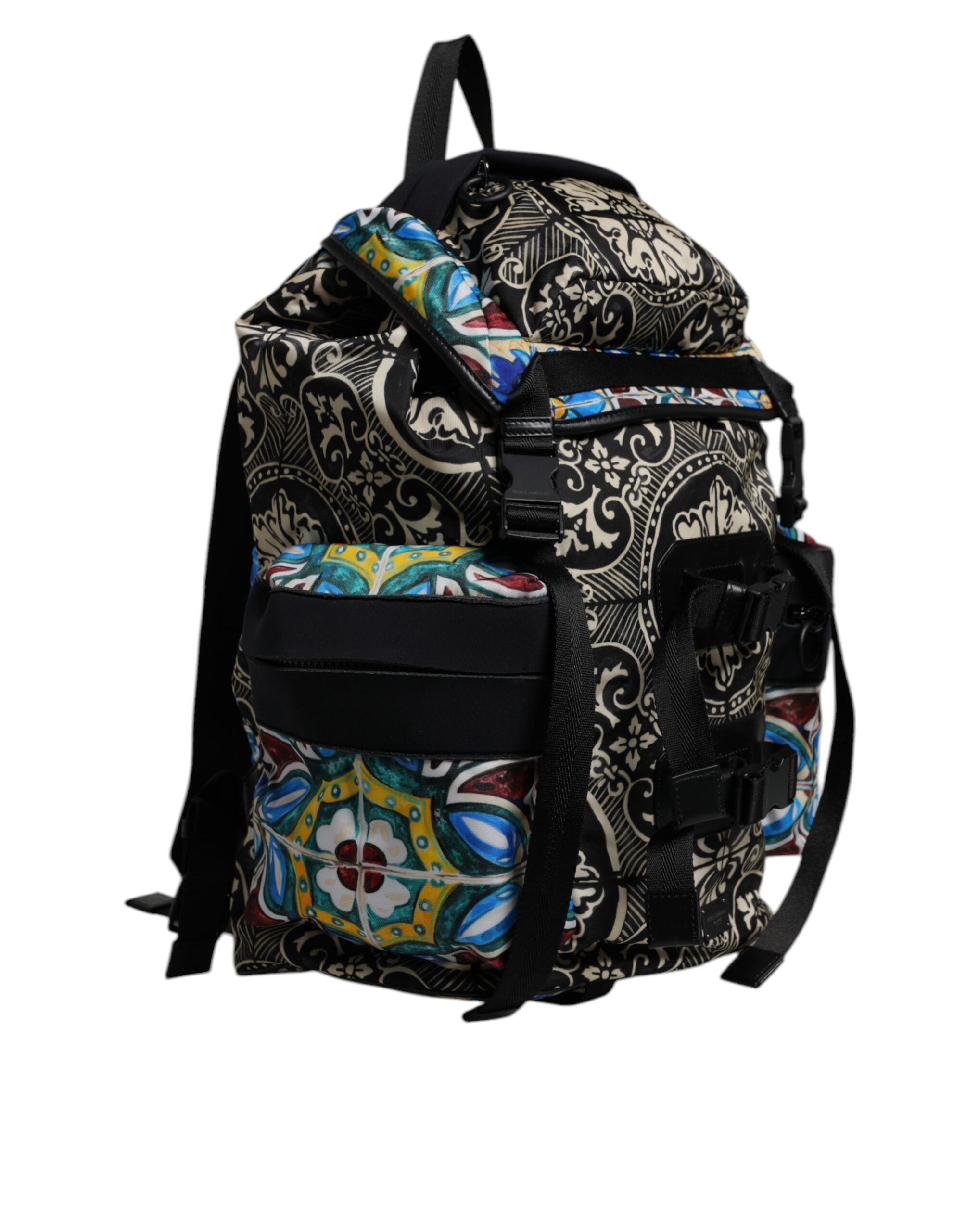Dolce & Gabbana Multicolor Maiolica Print Nylon Backpack Bag