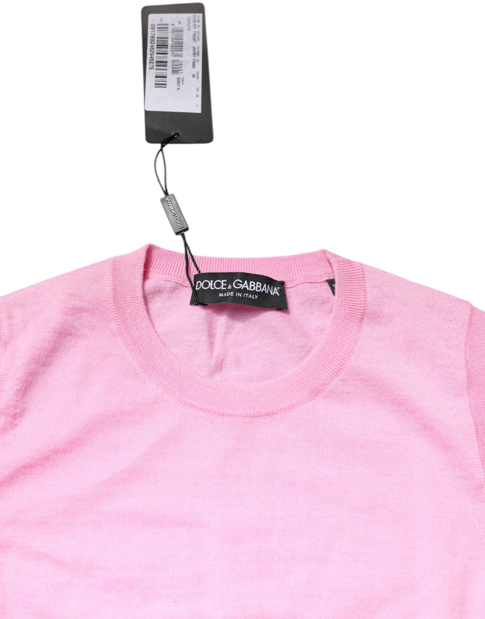 Dolce & Gabbana Pink Cashmere Round Neck Sleeveless Tank Top