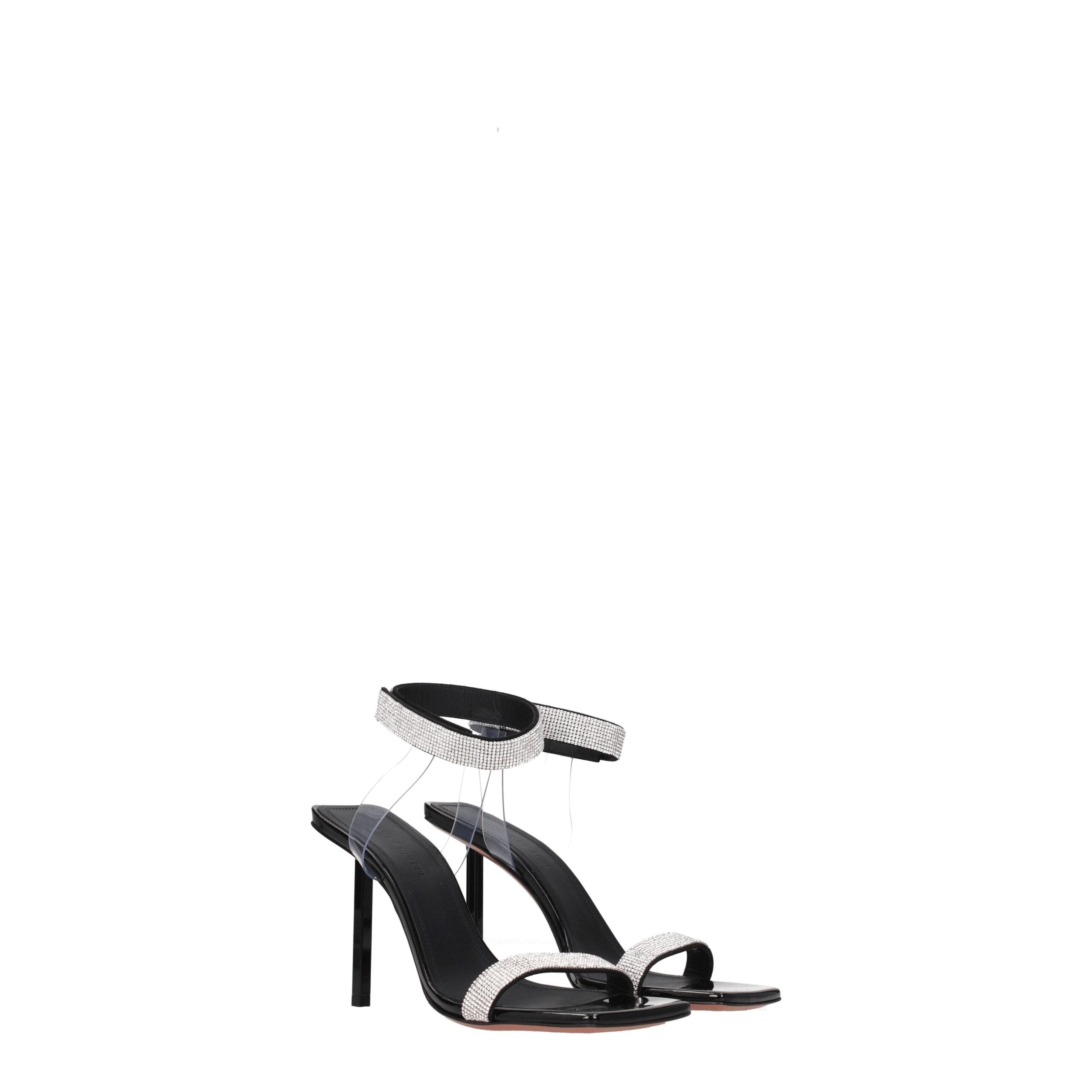 Amina Muaddi Black Crystals Stiletto Heel Sandals