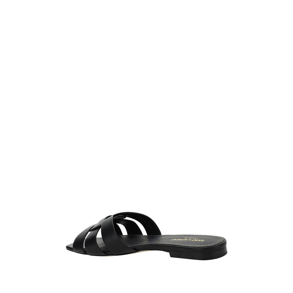 Saint Laurent Black Calf Leather Bos Taurus Sandals