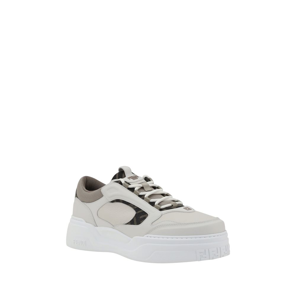 Fendi White Calf Leather Bos Taurus Low Top Sneakers