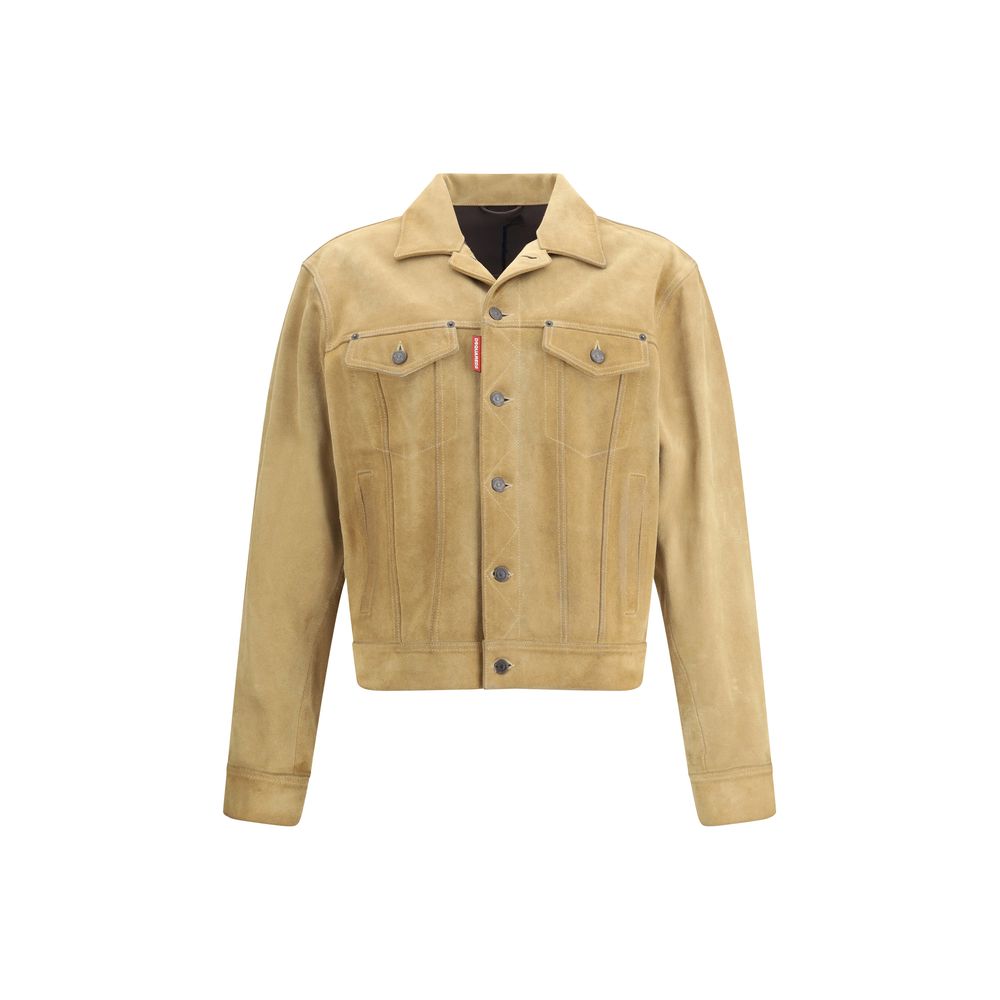 Dsquared² Beige Leather Denim Jacket