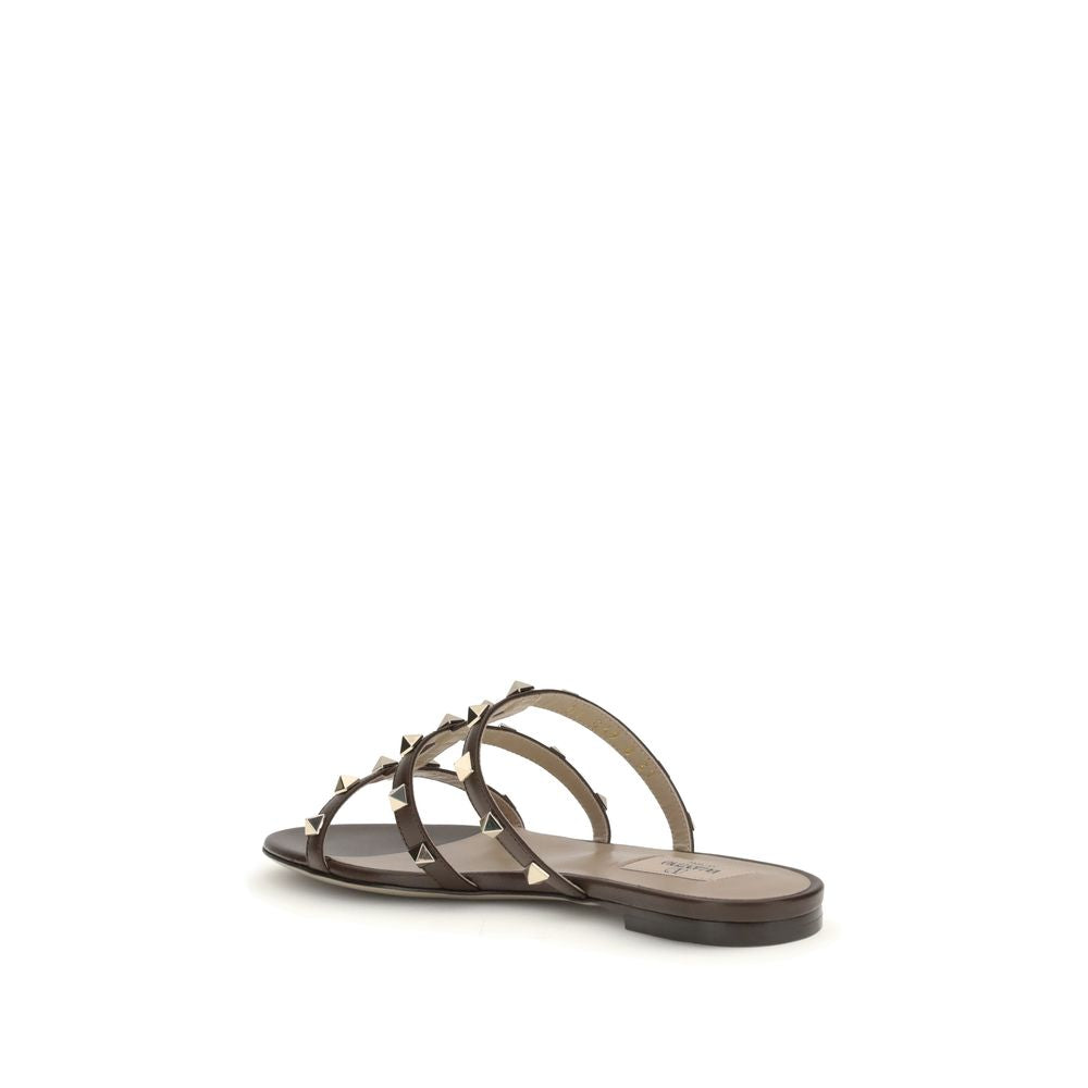 Valentino Garavani Brown Calf Leather Bos Taurus Sandals