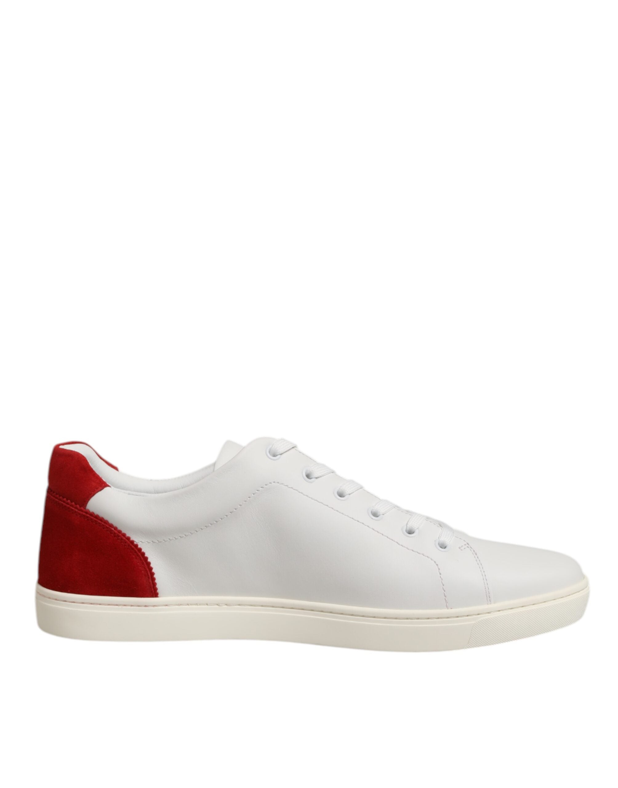 Dolce & Gabbana White Red Leather Low Top Men Sneakers Shoes