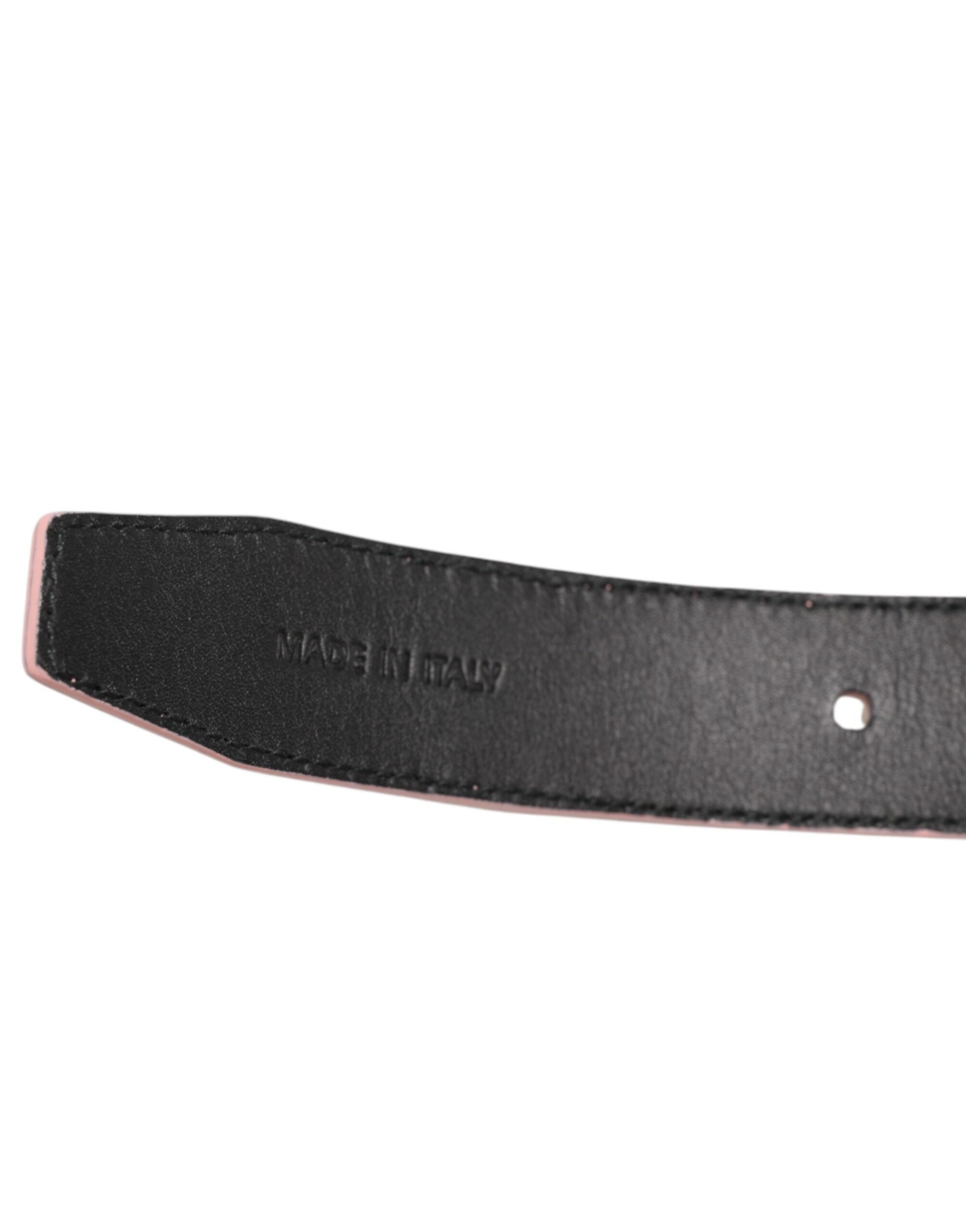 Dolce & Gabbana Pink Leather Perforated Detailing Buckle Belt