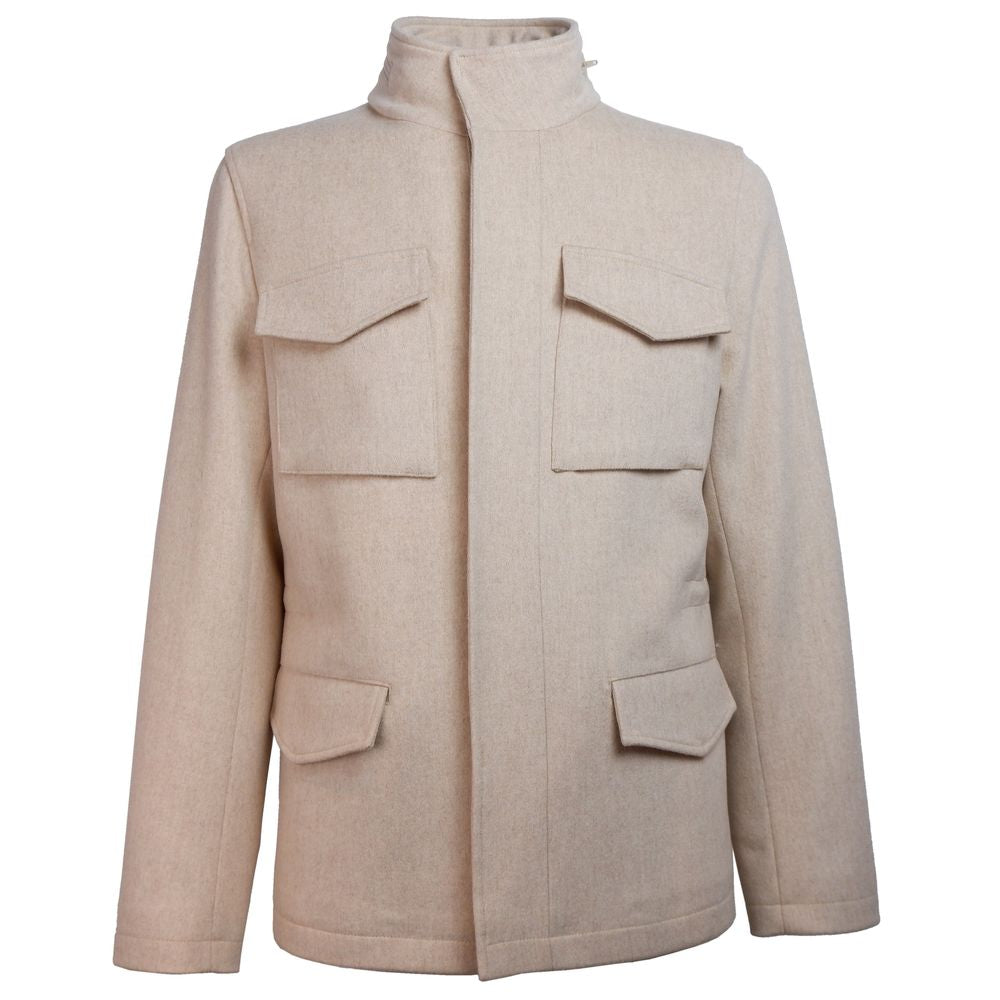 Made in Italy Beige Wool Men Jacket