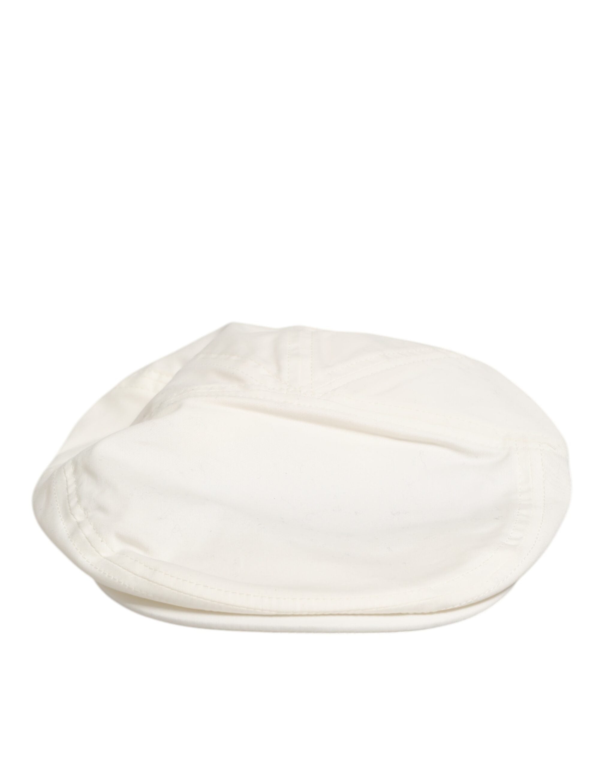 Dolce & Gabbana White Cotton Blend Leather Trim Flat Men Cap Hat