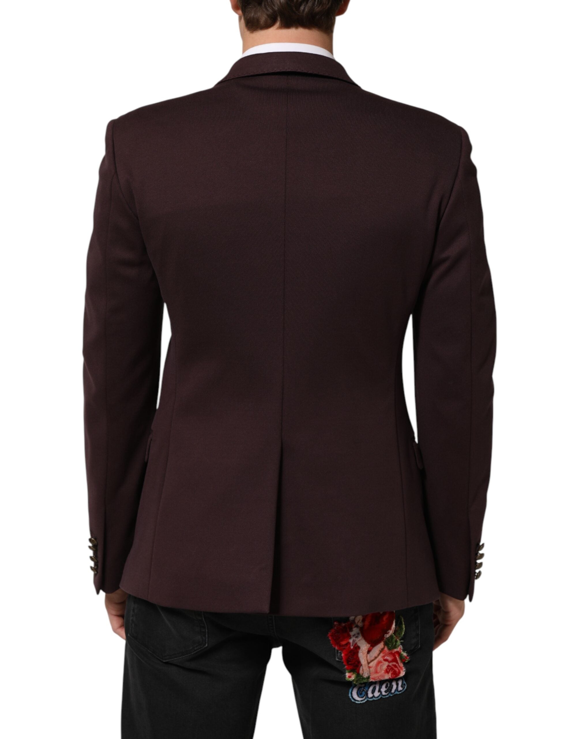 Dolce & Gabbana Maroon Cotton 2 Buttons Suit Jacket Blazer