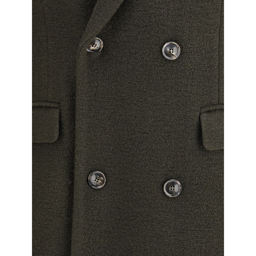 Cruna Green Fleece Wool Coat