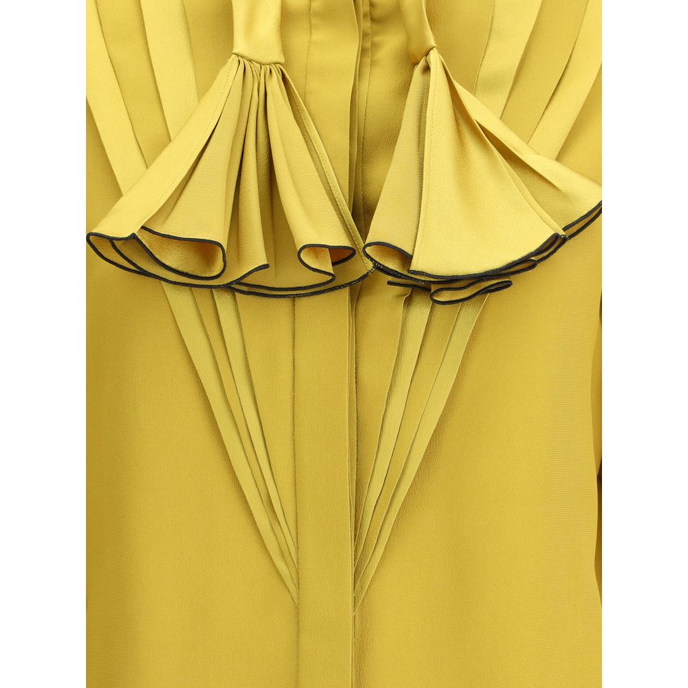 Valentino Silk Ruffle Pleated Blouse