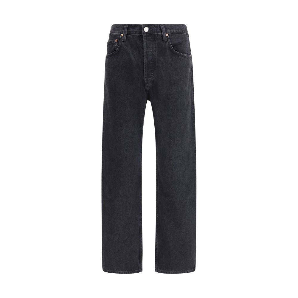 Agolde Black Cotton Straight-Leg Jeans