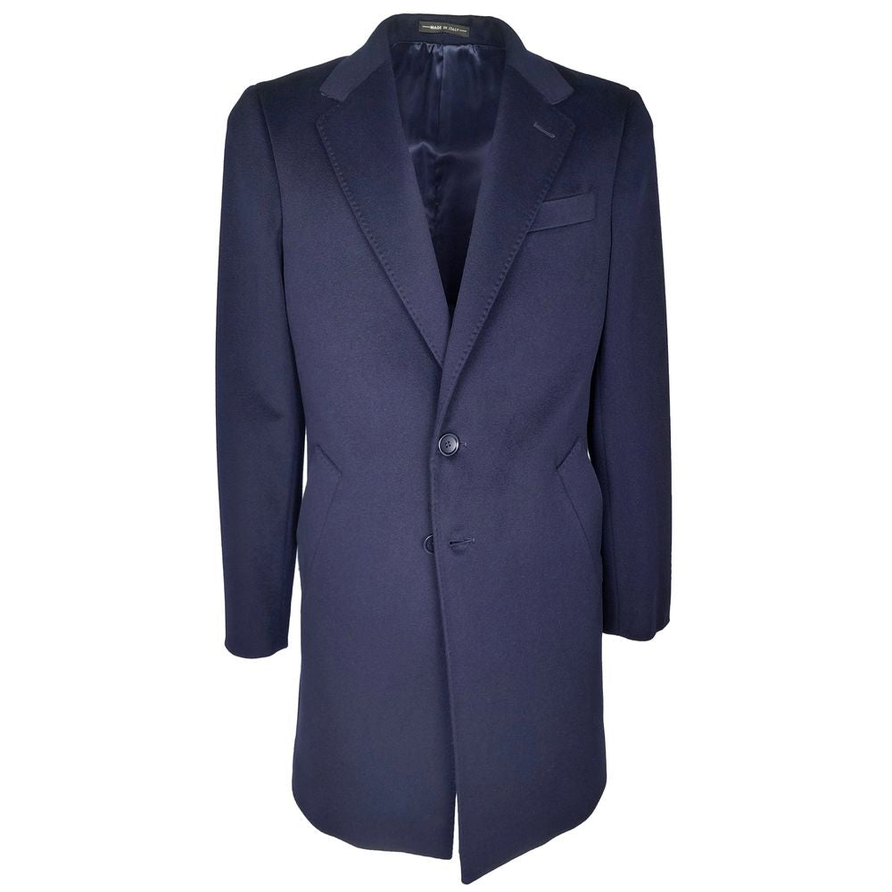 Made in Italy Blue Wool Men's Coat