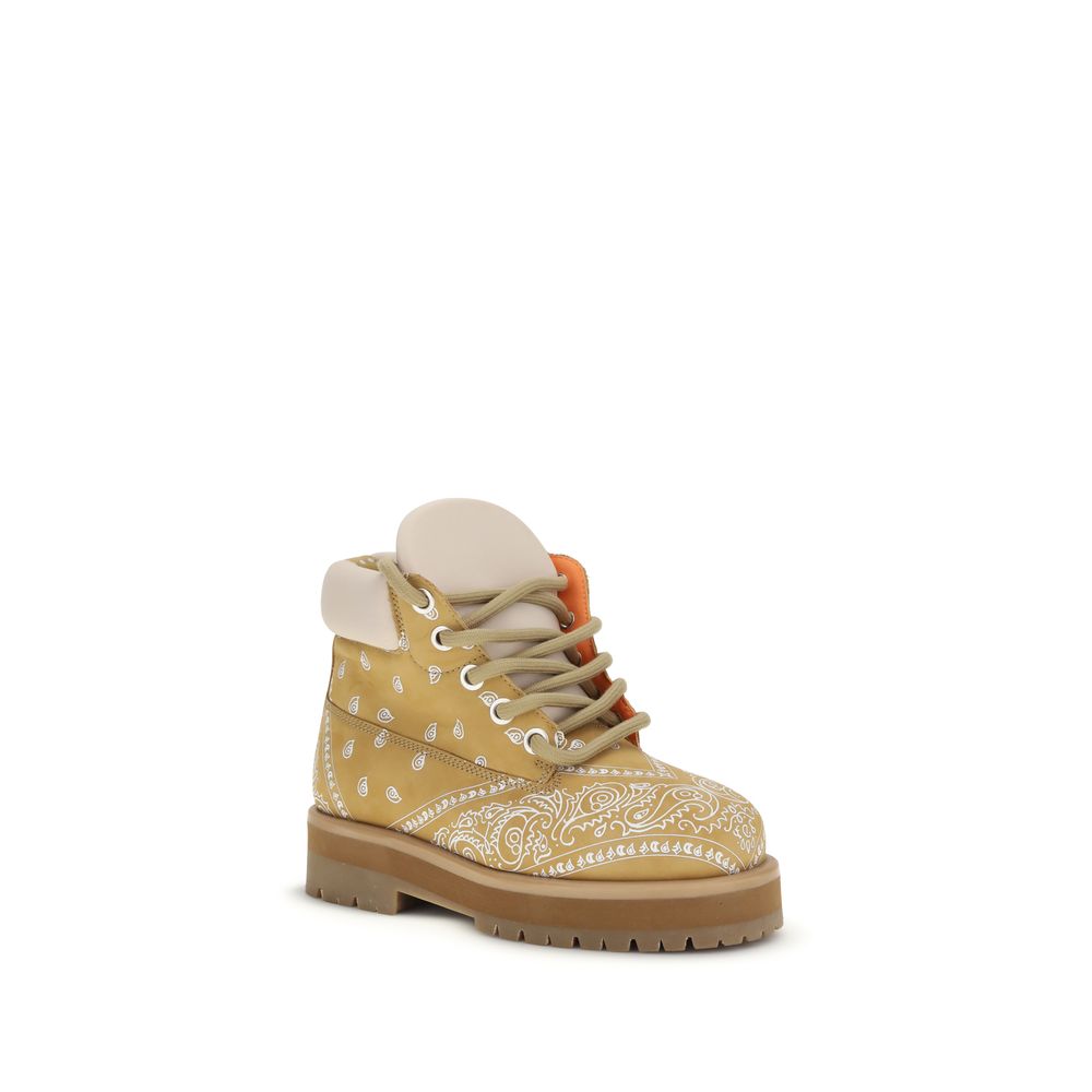 PDF Channel Beige Calf Leather Bos Taurus Lace-Up Boots