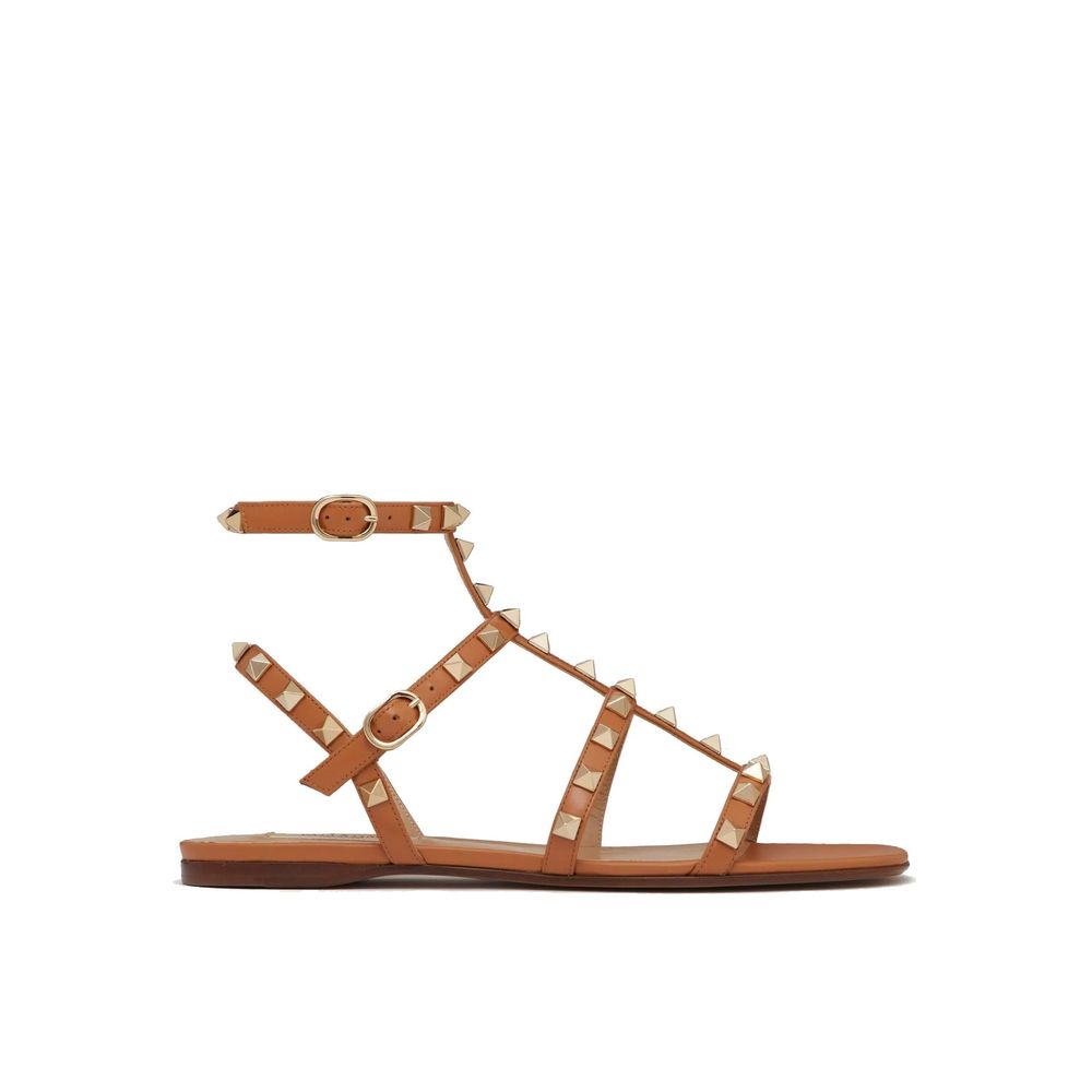 Valentino Garavani Brown Leather Strap-On Sandals