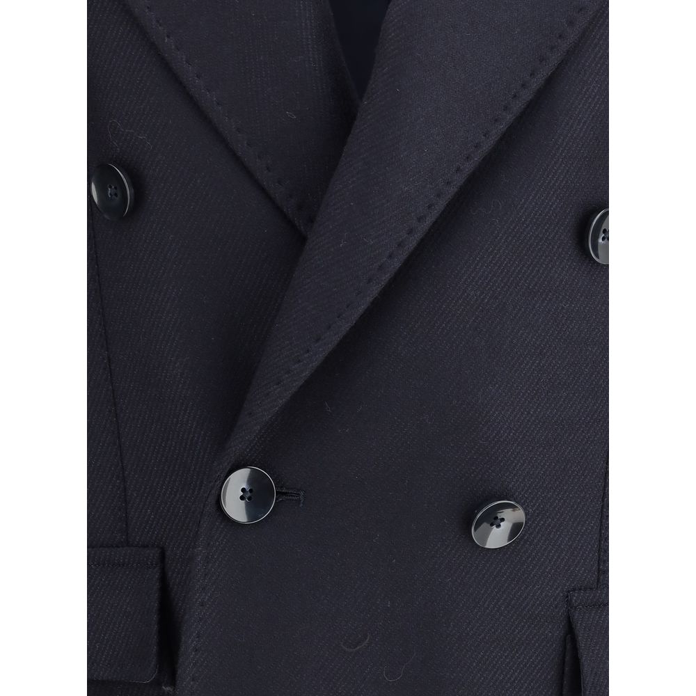 Gi Capri Blue Fleece Wool Coat