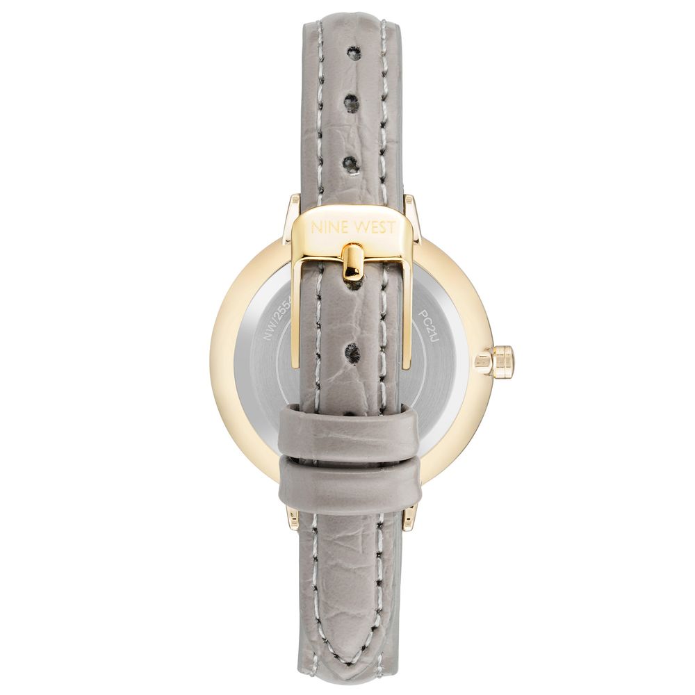 Nine West Gray Leather Dress Watch