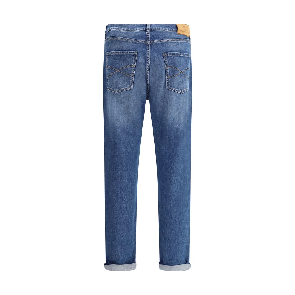 Brunello Cucinelli Blue Cotton Straight-Leg Jeans